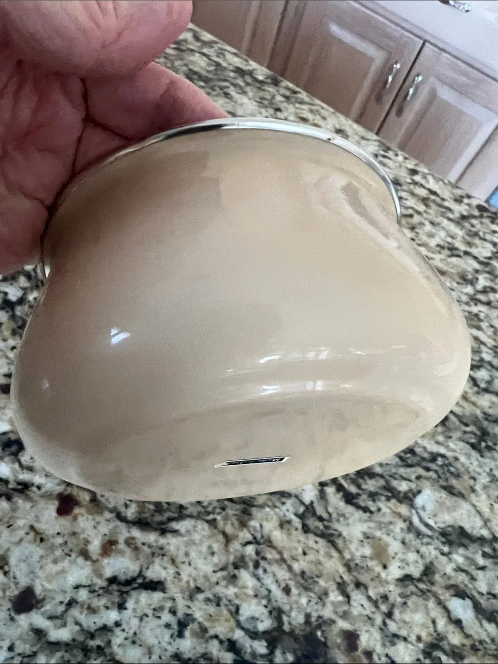 Porcelain Enamel Saucepan with Handle - Cream and Ginger - NWT
